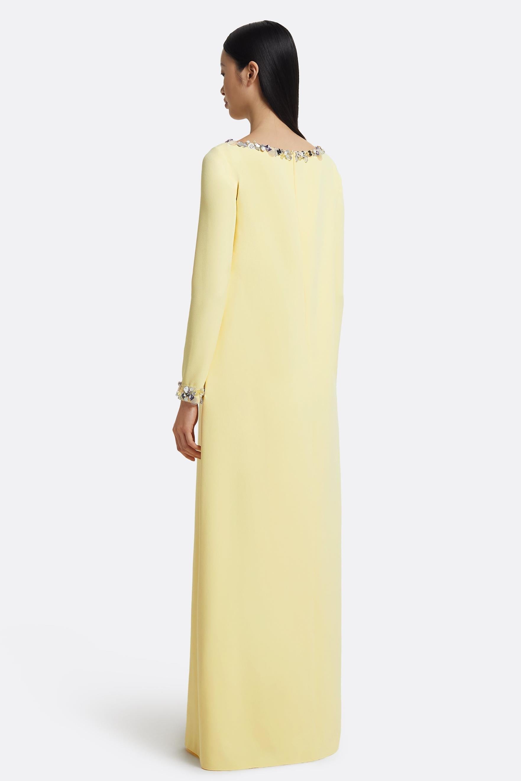 Rhinestone Boat Neck Long Sleeve Maxi Dress