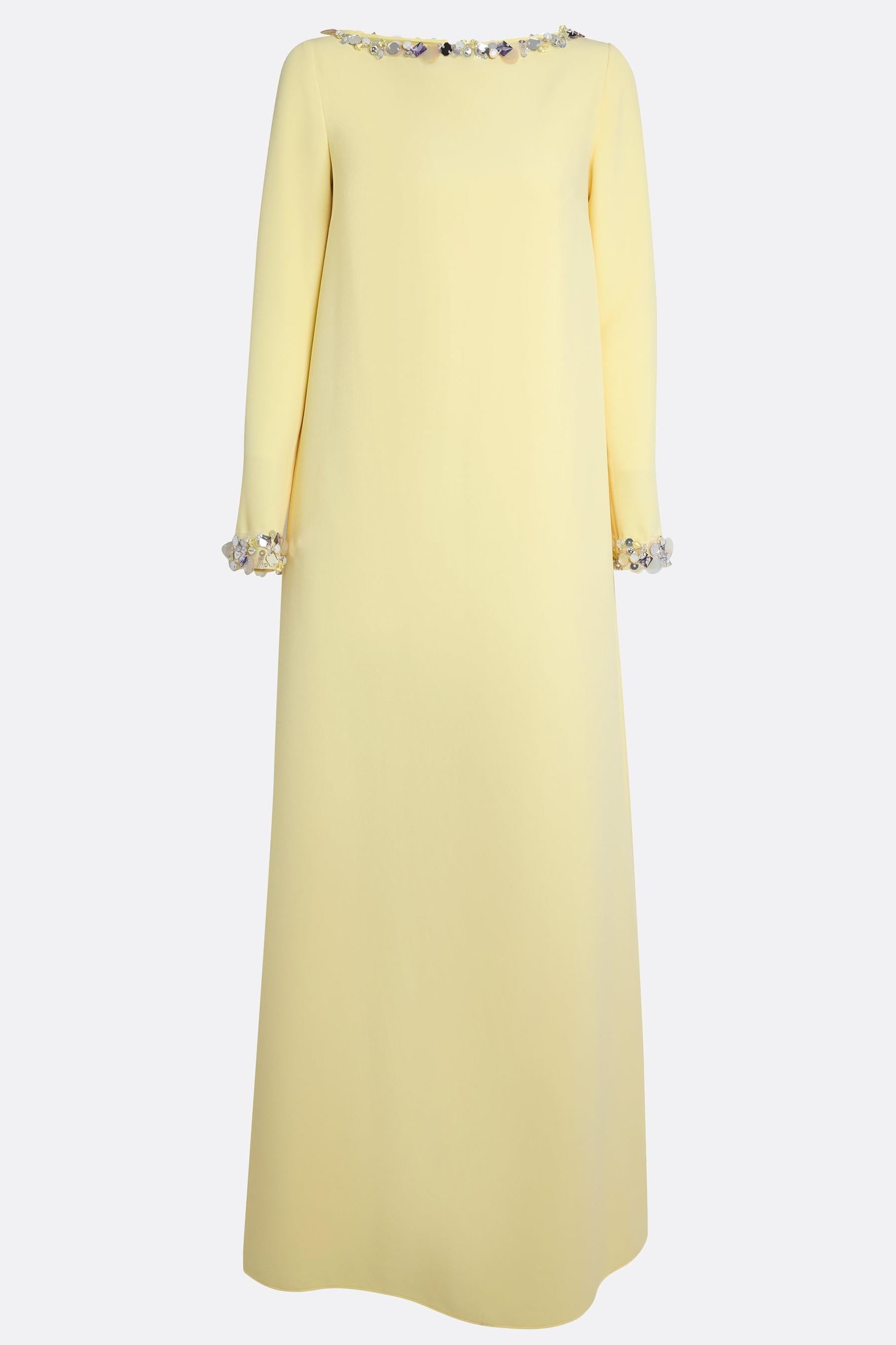 Rhinestone Boat Neck Long Sleeve Maxi Dress
