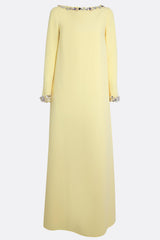 Rhinestone Boat Neck Long Sleeve Maxi Dress