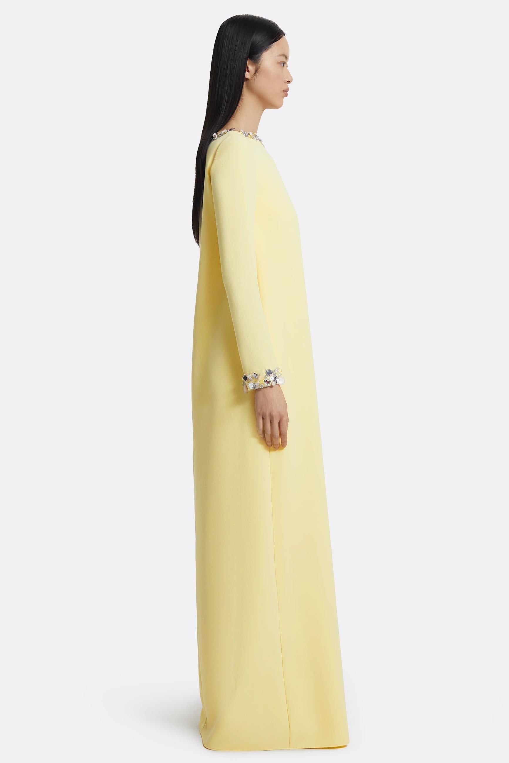 Rhinestone Boat Neck Long Sleeve Maxi Dress