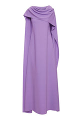 Solid Round Neck Cape Sleeve Maxi Dress