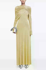 Jersey Knotted Long Sleeve Maxi Dress