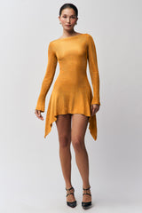 Jersey Backless Bow Long Sleeve Mini Dress