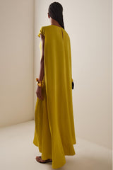 Satin Asymmetrical Sleeve Midi Dress