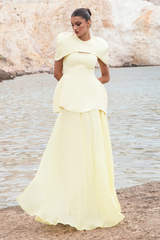 Satin Slip Top With Cape & High Waist Midi Skirt Set