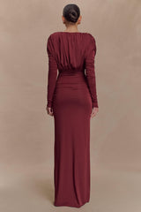 Jersey Gathering Plunge Maxi Dress