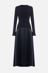 Satin Splicing Long Sleeve Maxi Dress