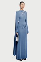 Jersey Metal Embellishment Asymmetrical Maxi Dress