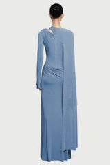 Jersey Metal Embellishment Asymmetrical Maxi Dress