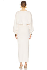 Solid Long Sleeve Slit Maxi Dress