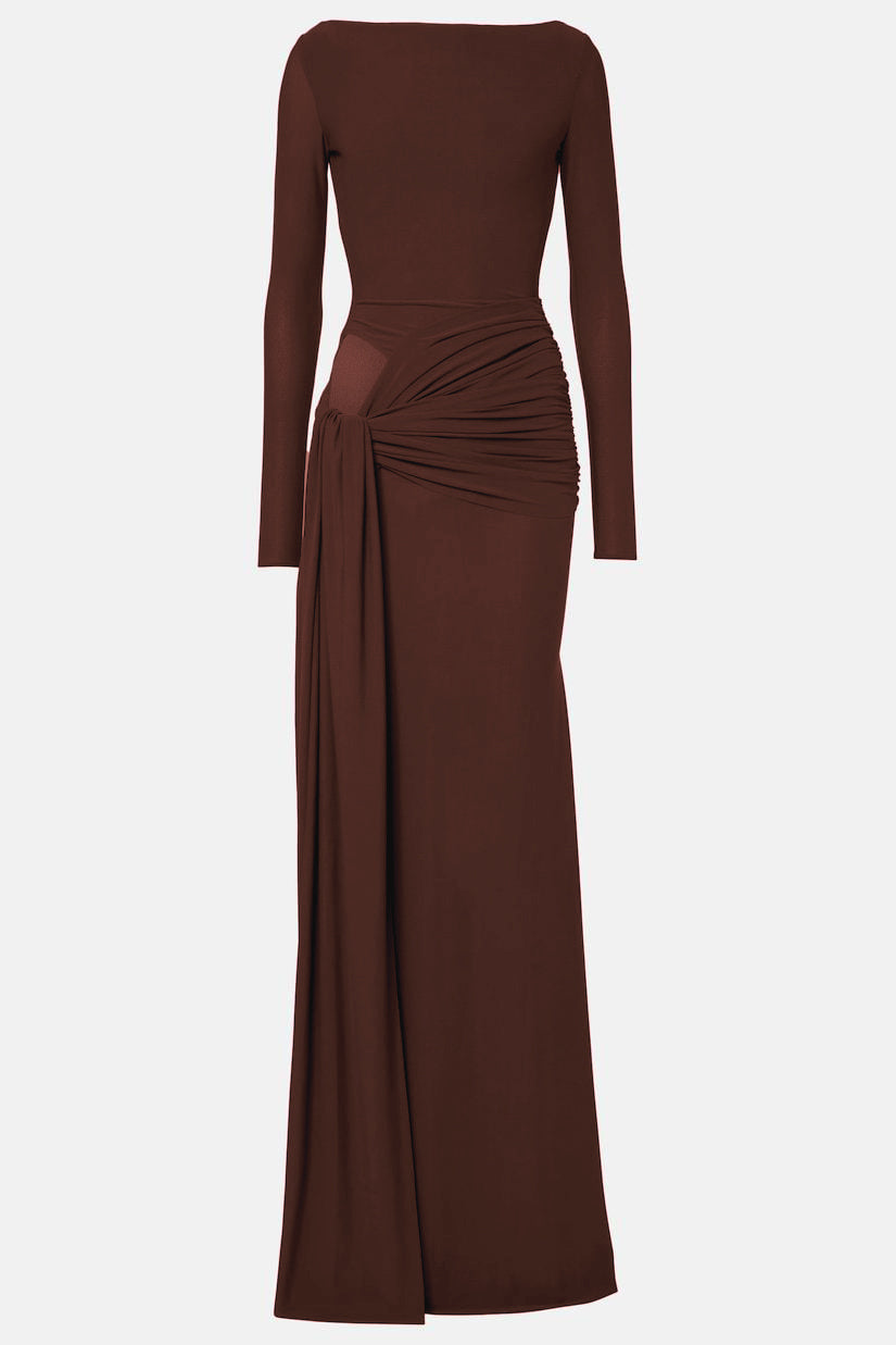 Jersey Cut-Out Lace-Up Maxi Dress