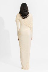 Jersey Chiffon Gathering Maxi Dress