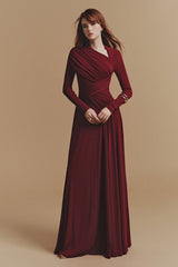 Jersey Gathering Asymmetrical Neck Maxi Dress