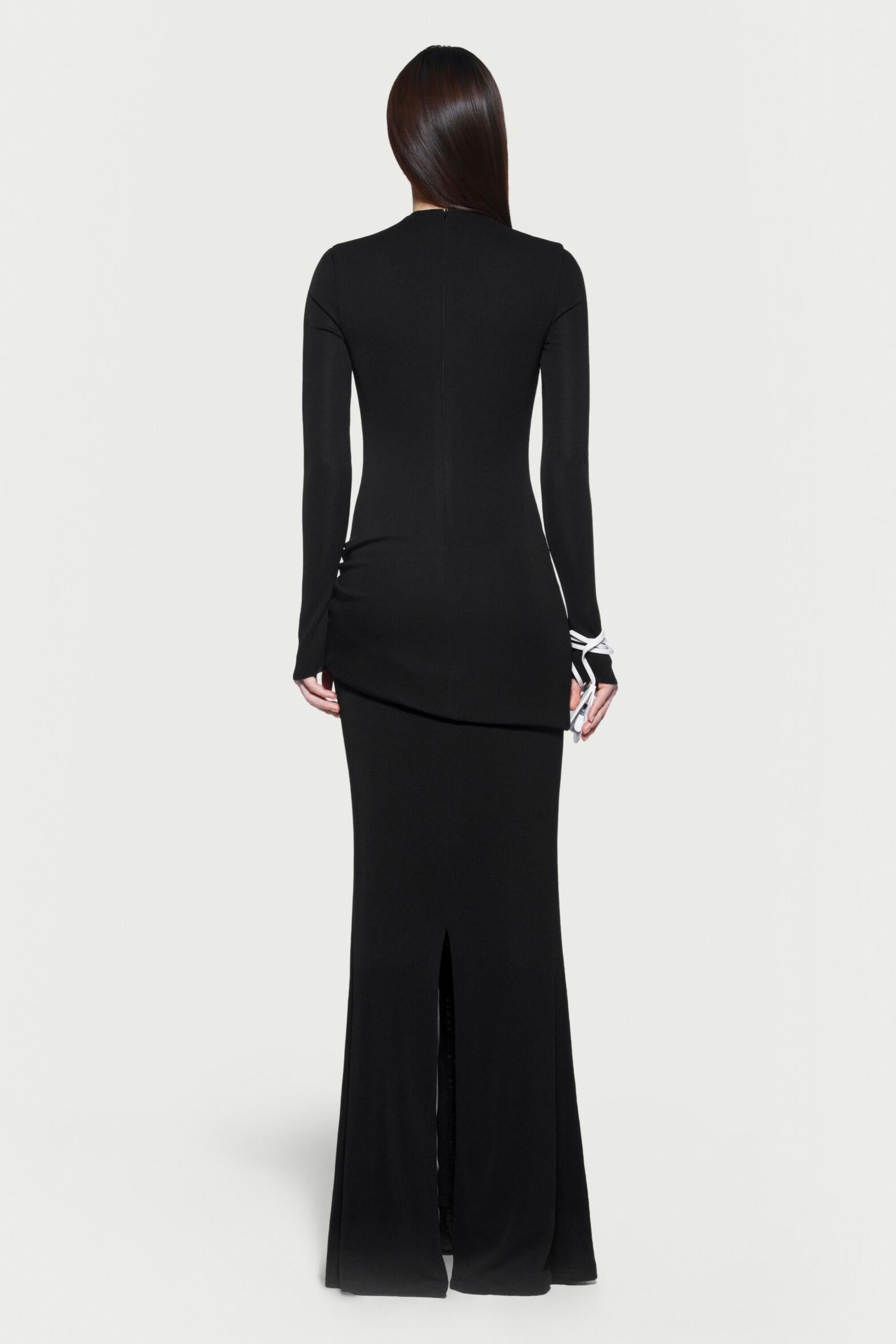 Jersey Metal Decorations Long Sleeve Maxi Dress