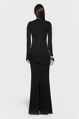 Jersey Metal Decorations Long Sleeve Maxi Dress