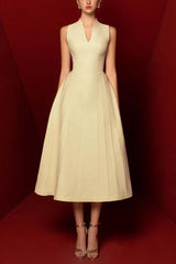 V-Neck Ruched Midi Dress With Cape
