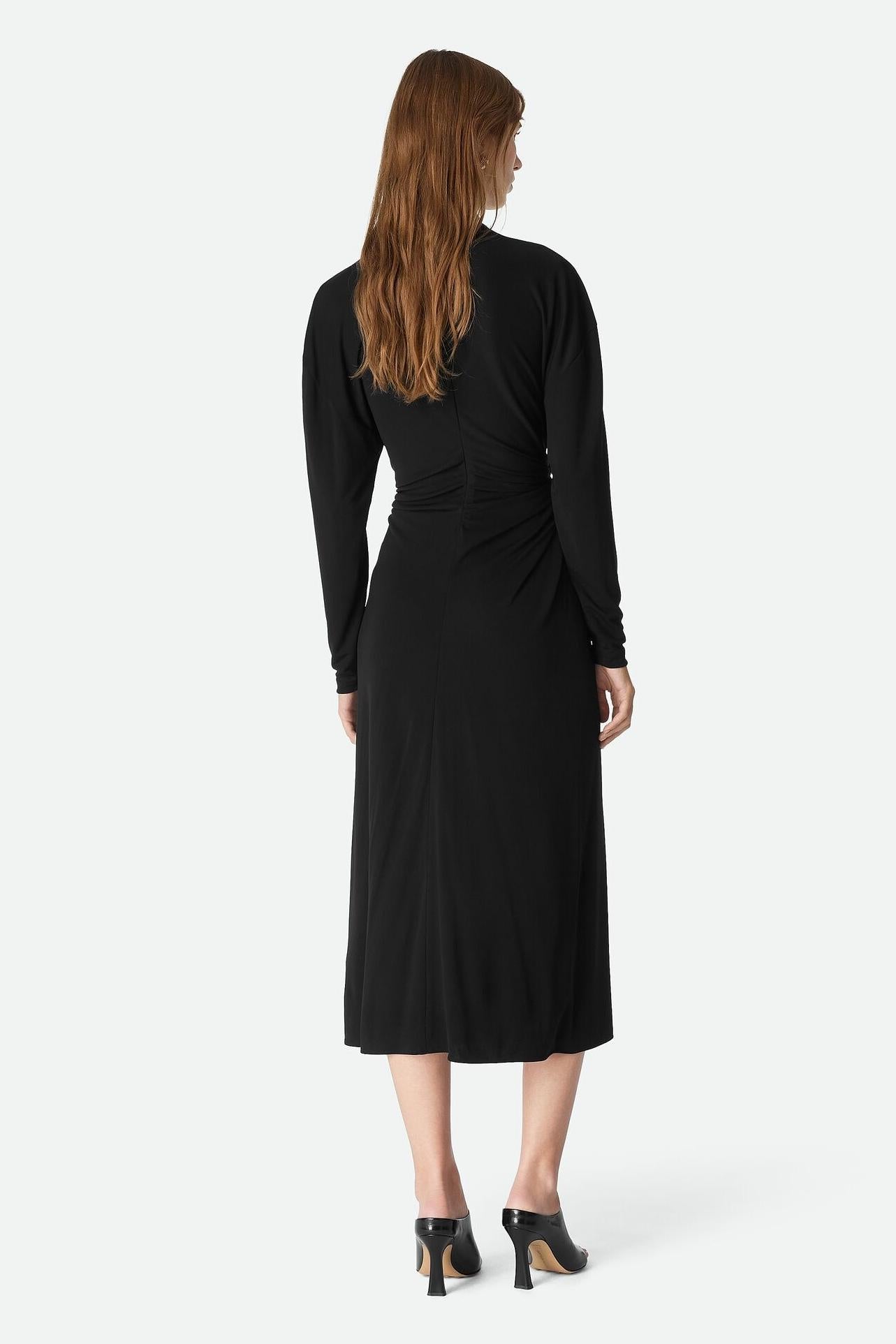 Jersey Metal Decorations Ruched Midi Dress