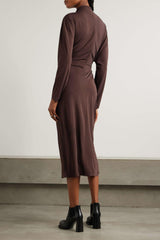 Jersey Metal Decorations Ruched Midi Dress