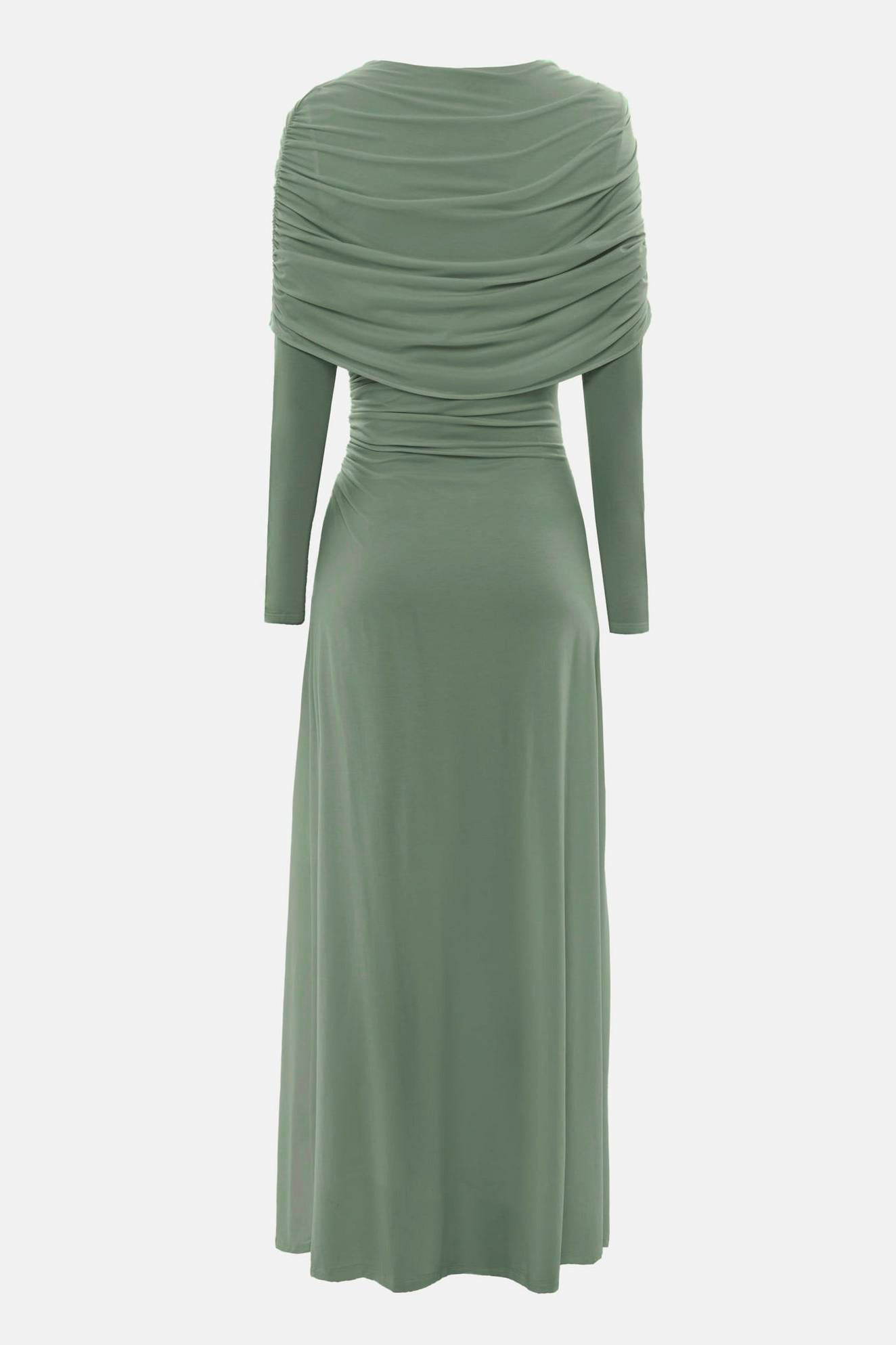 Solid Gathering Long Sleeve Maxi Dress
