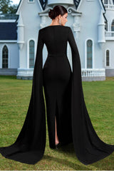 Contrast Color 3D Flower Cape Sleeve Maxi Dress