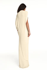 Jersey Asymmetrical Sleeve Top & Maxi Skirt Set
