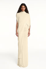Jersey Asymmetrical Sleeve Top & Maxi Skirt Set