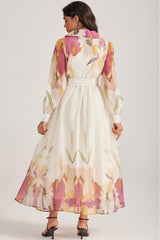 Floral Flapped Midi Dress With Belt