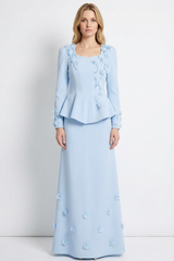 3D Flower Beaded Top & Midi Skirt Set