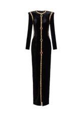 Velvet Rivet Slit Maxi Dress