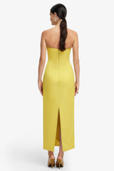Embroidered Off Shoulder Slit Midi Dress
