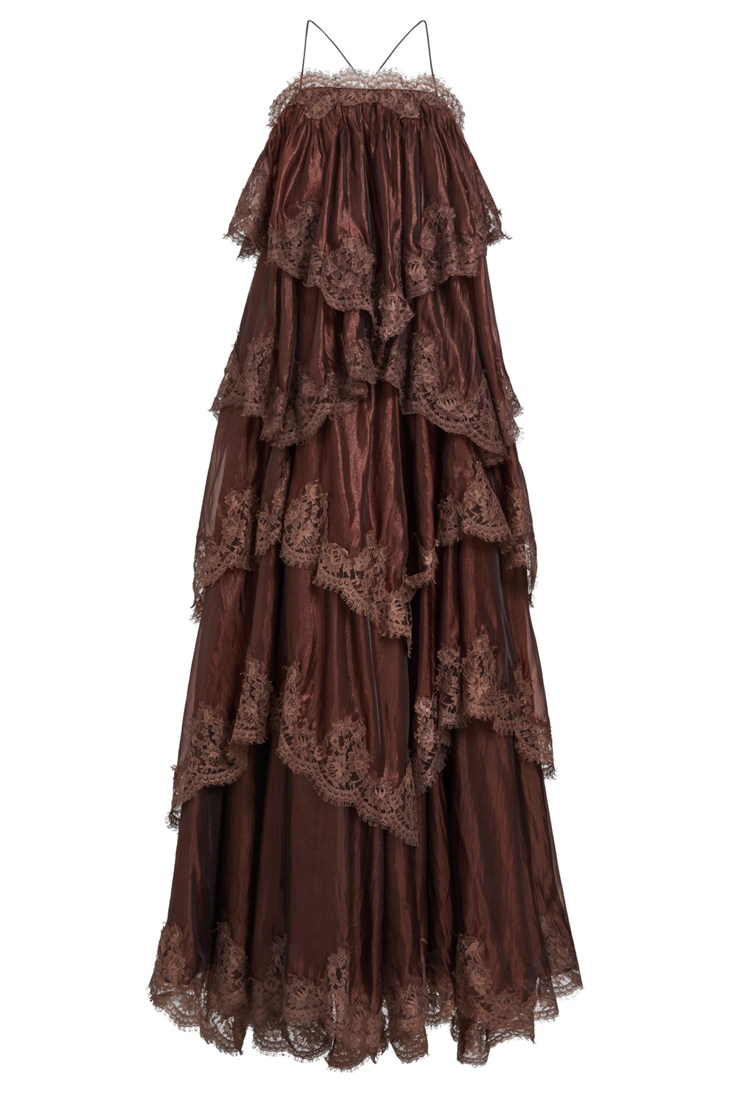 Lace Ruffle Slip Maxi Dress