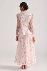 Floral Sequin Single Breasted Top & Maxi Skirt Set