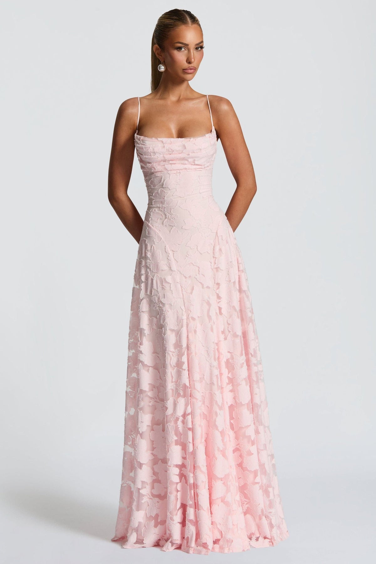 Burn-Out Tie-Up Slip Maxi Dress