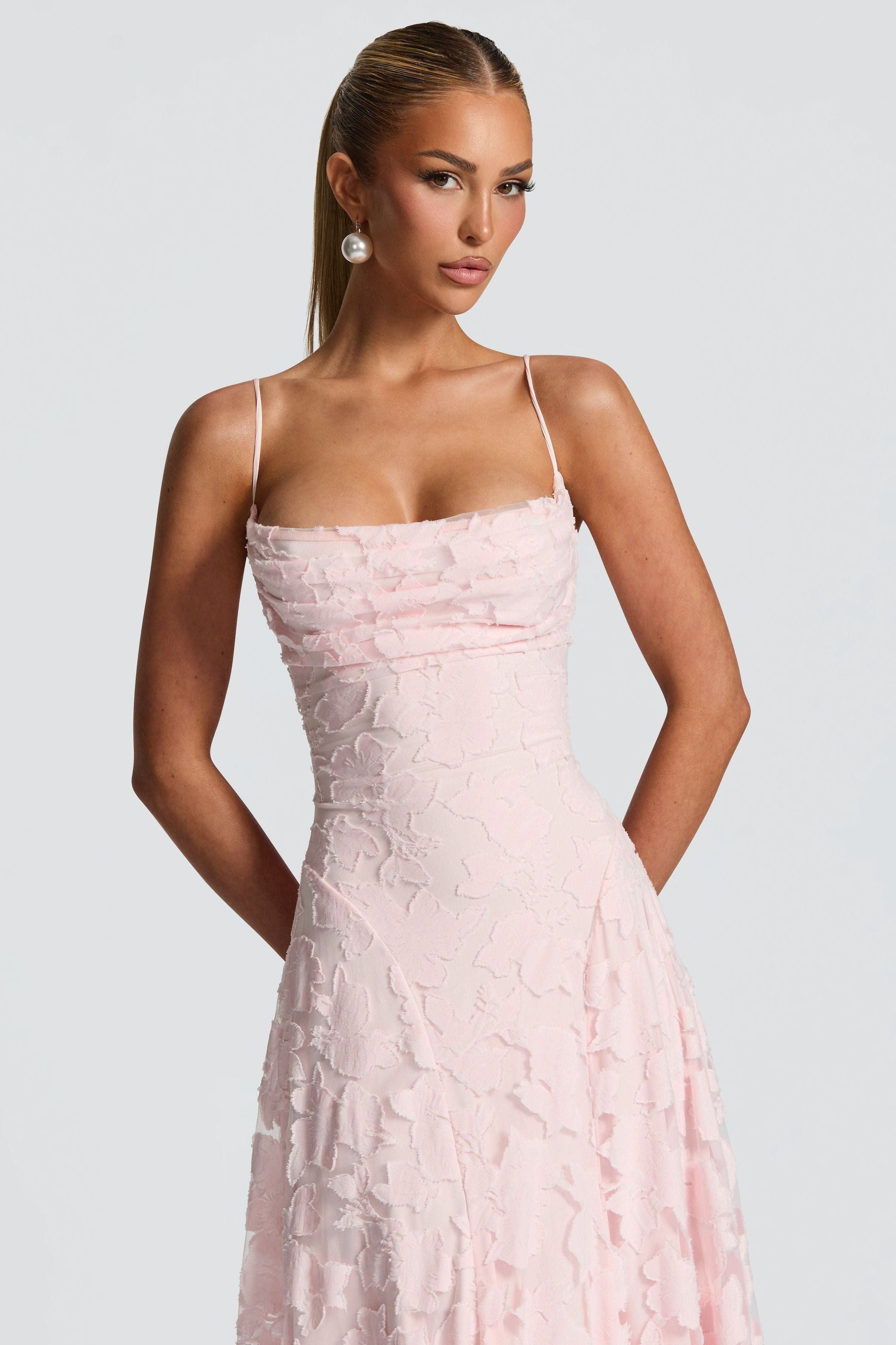 Burn-Out Tie-Up Slip Maxi Dress
