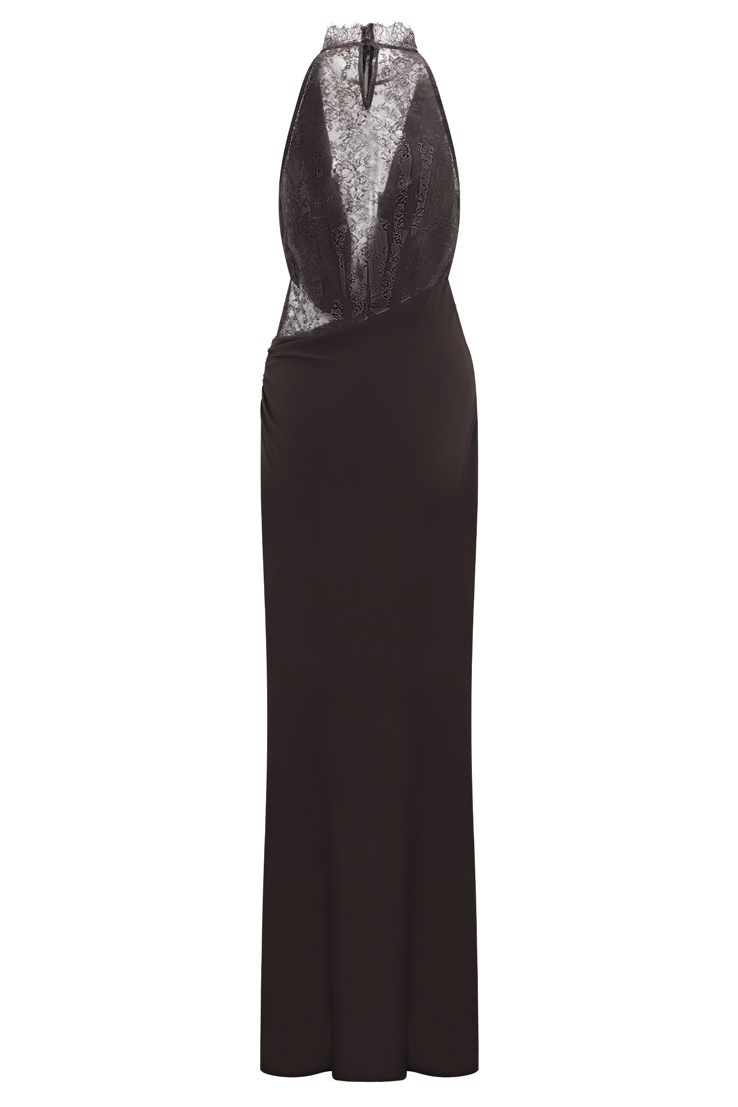 Lace Splicing Jersey See-Through Maxi Dress