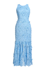 Lace Embroidered Sleeveless Midi Dress