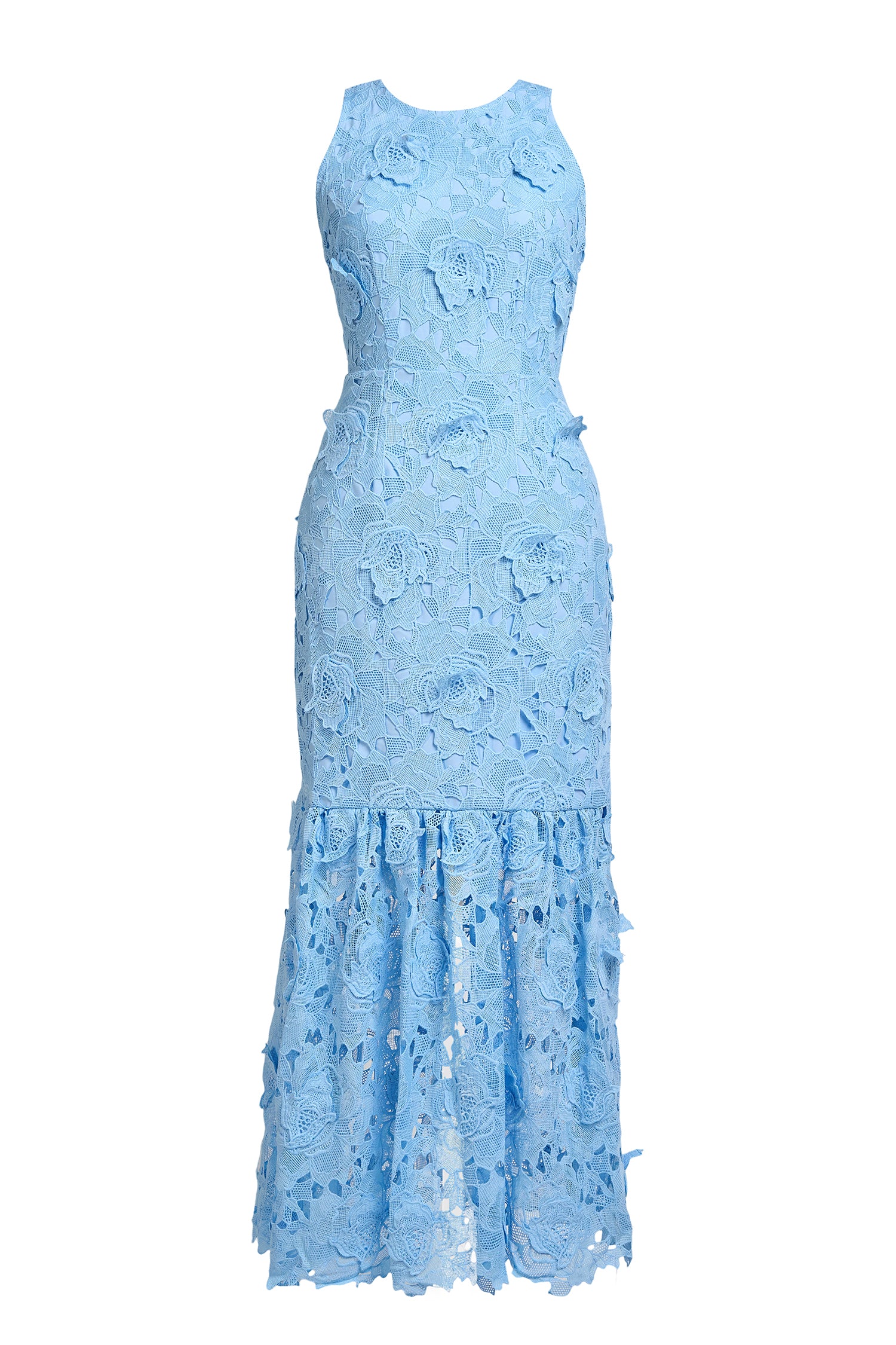 Lace Embroidered Sleeveless Midi Dress