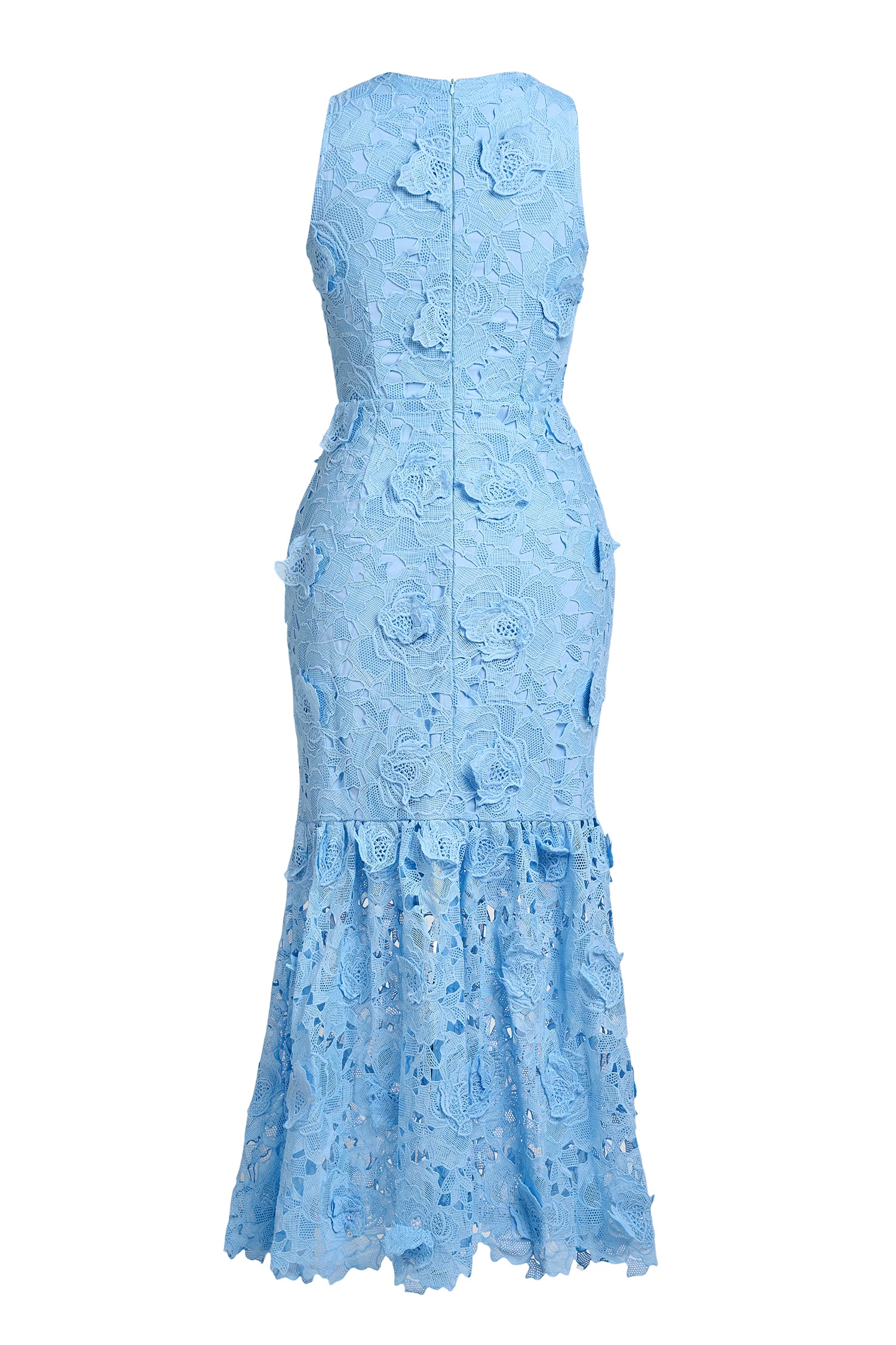 Lace Embroidered Sleeveless Midi Dress