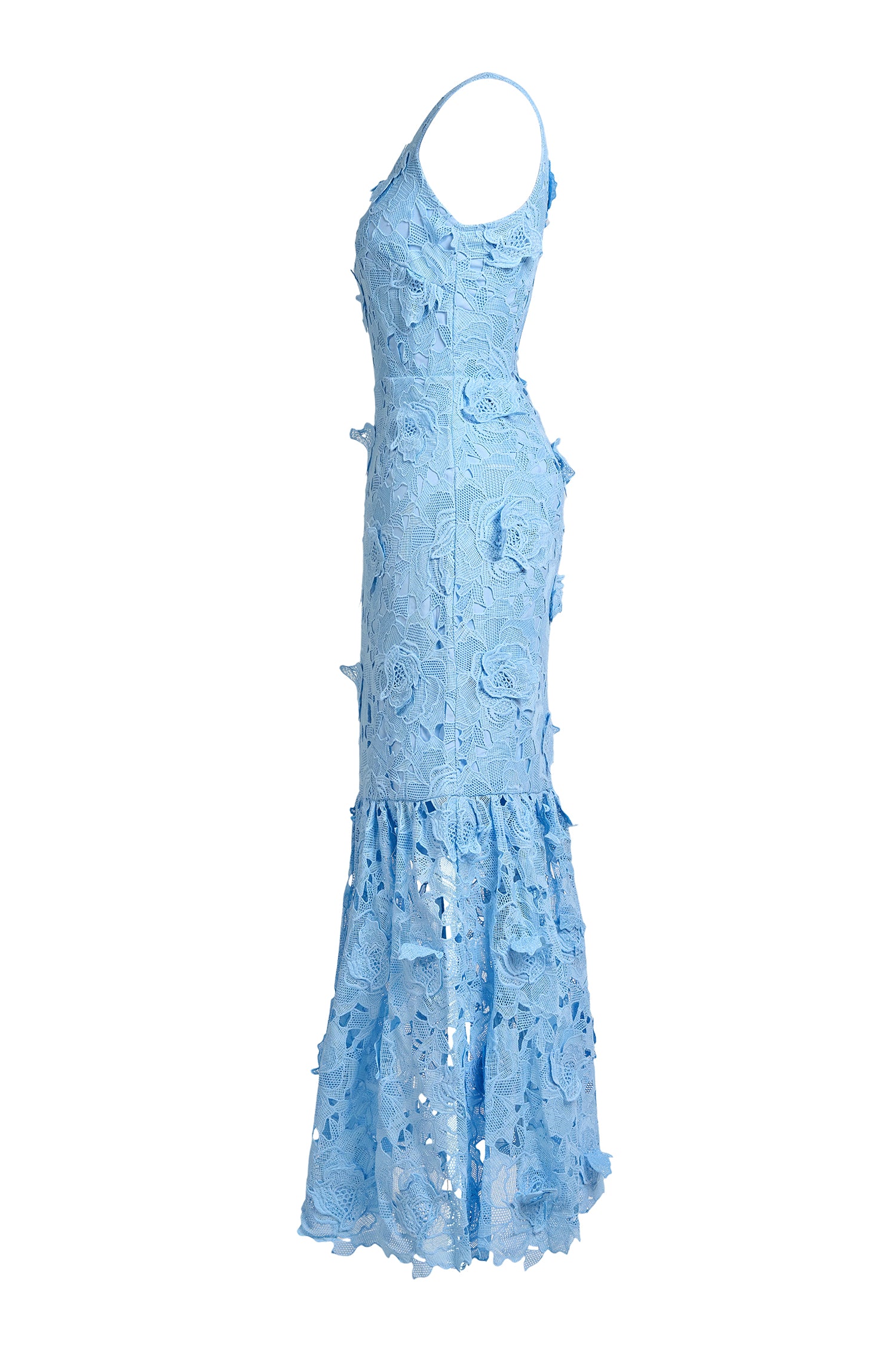 Lace Embroidered Sleeveless Midi Dress