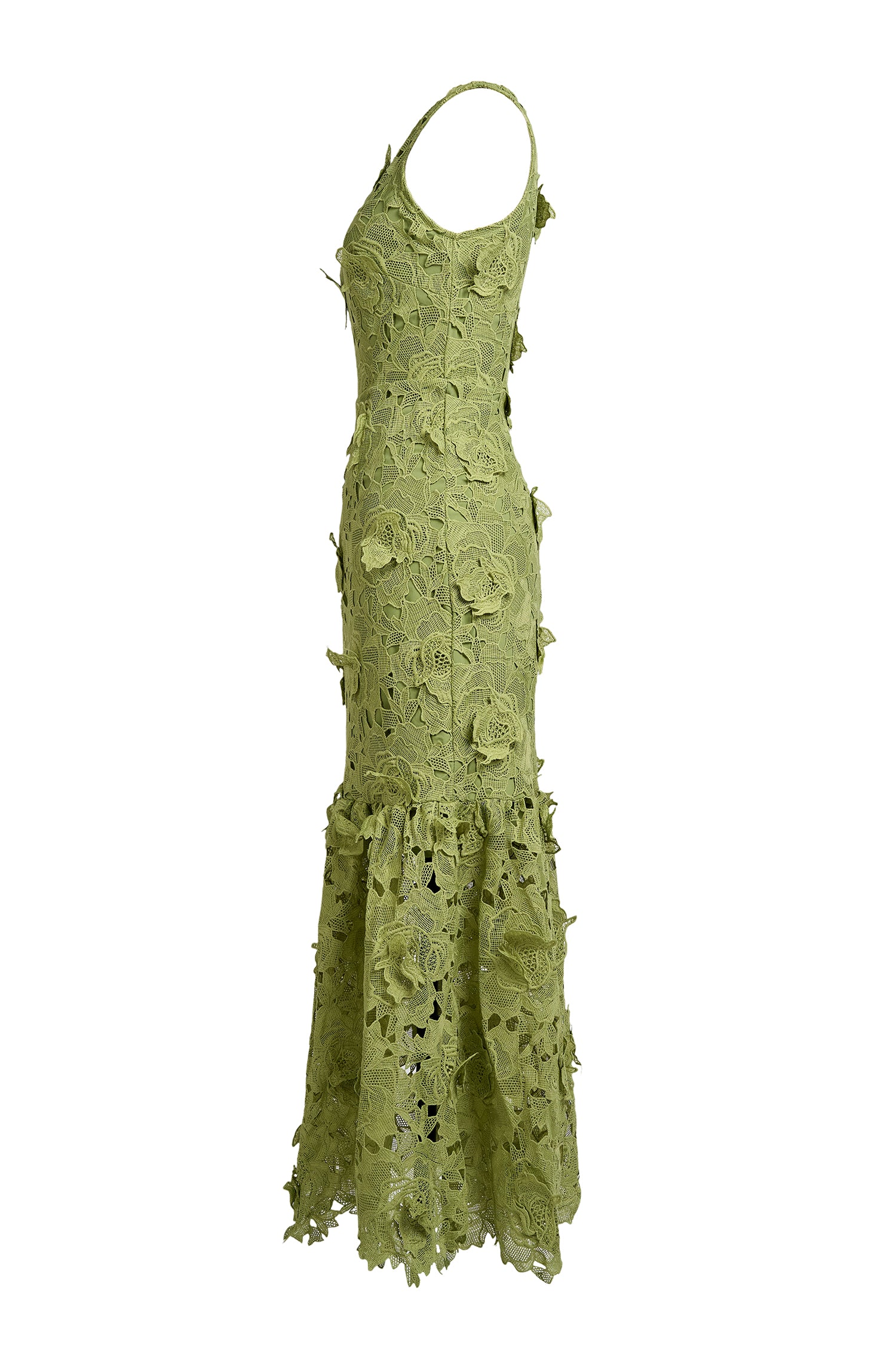 Lace Embroidered Sleeveless Midi Dress