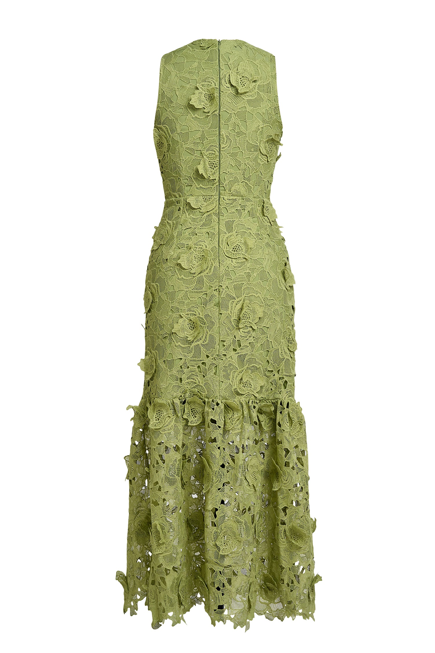 Lace Embroidered Sleeveless Midi Dress