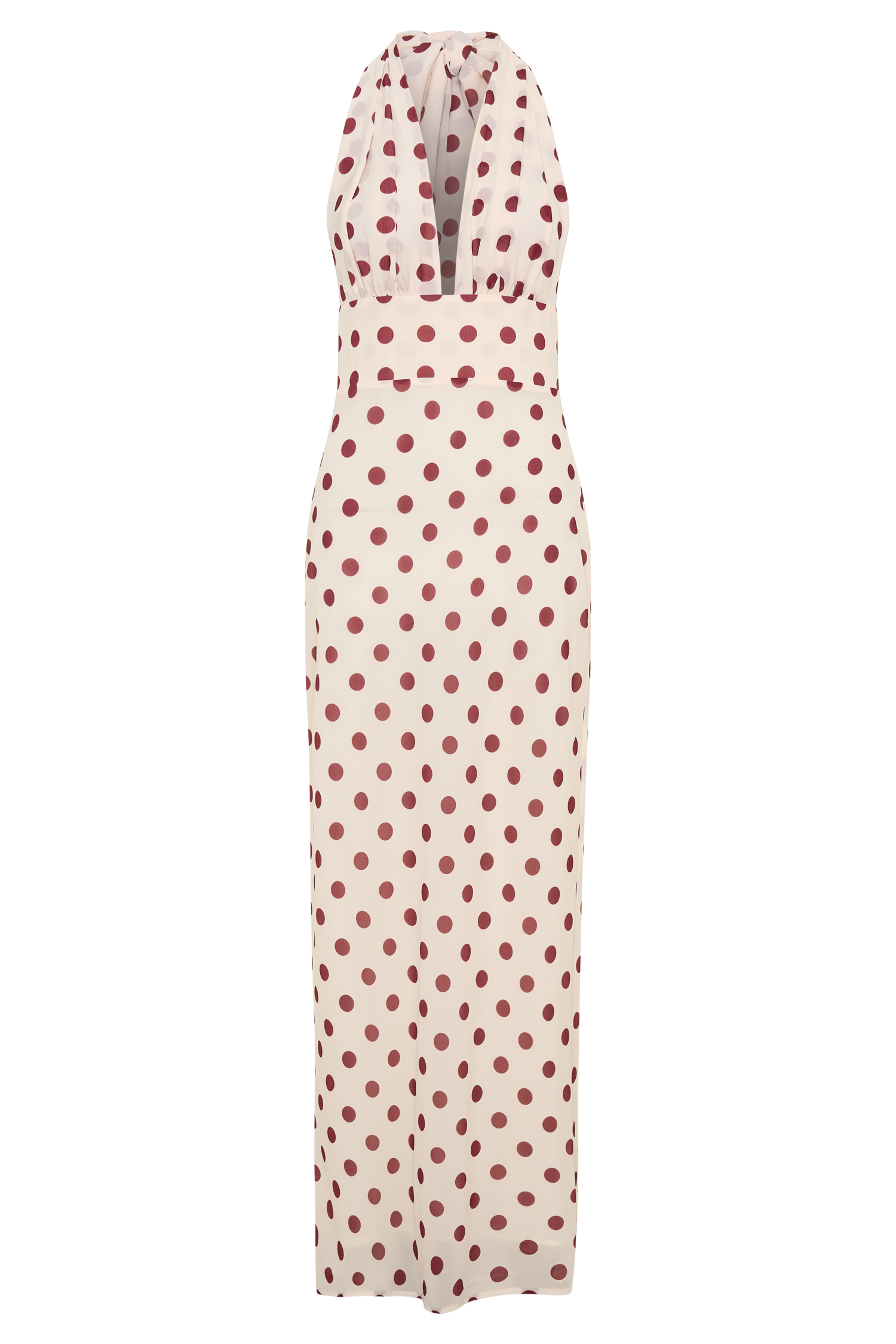 Polka Dot Halter Neck Backless Midi Dress