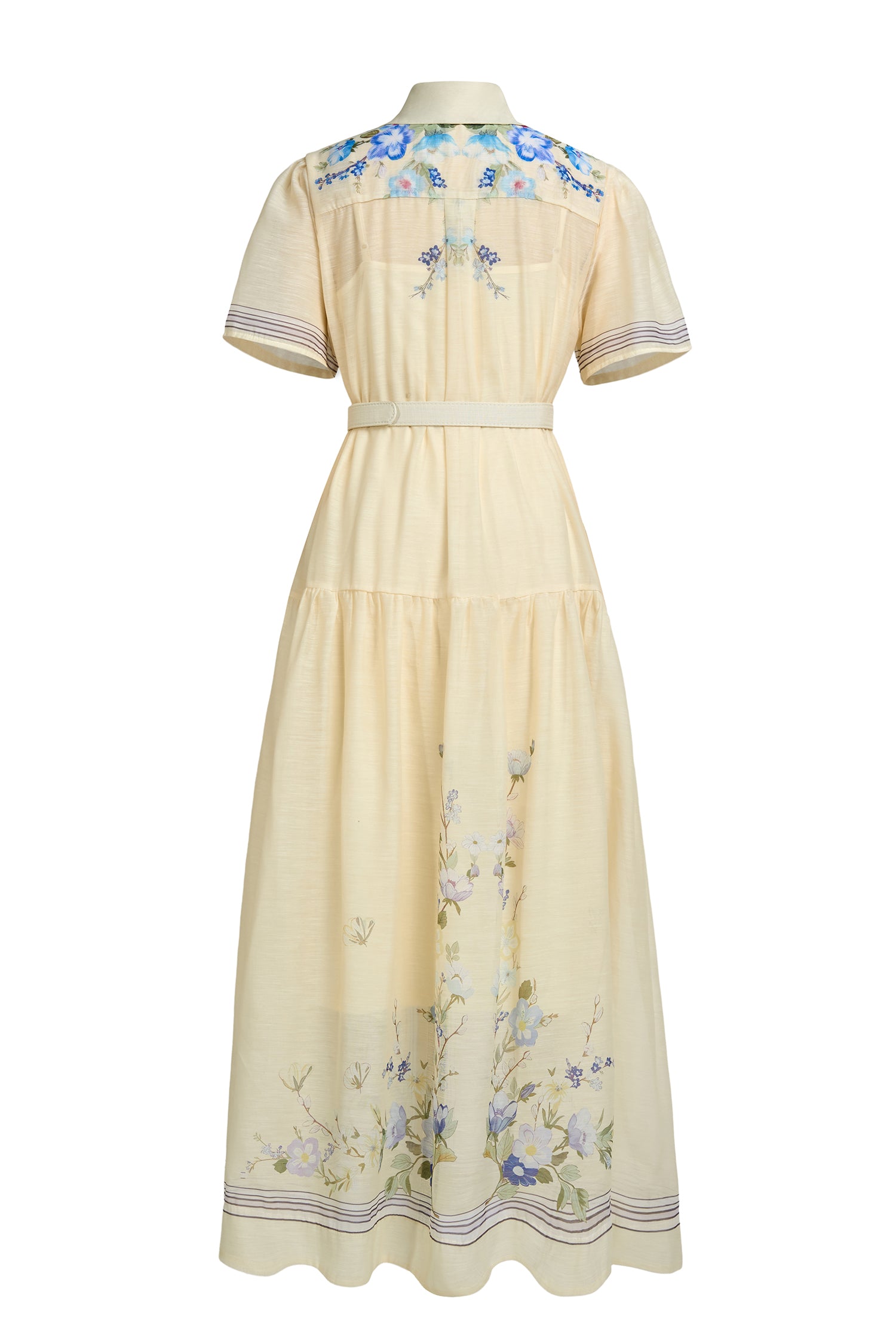 Floral Single Breasted Midi Dress With Belt