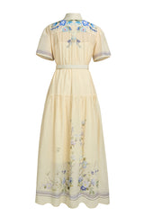 Floral Single Breasted Midi Dress With Belt
