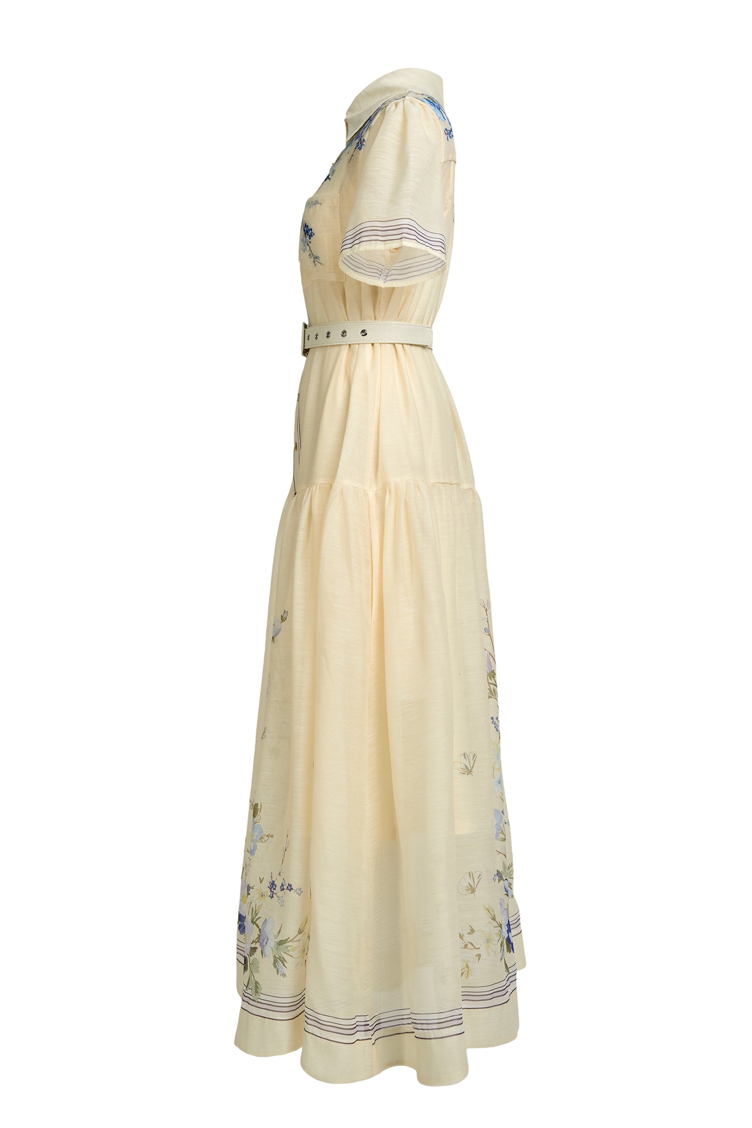 Floral Single Breasted Midi Dress With Belt