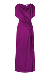 Satin Solid Ruched Maxi Dress