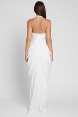 Gathering Halter Neck Backless Maxi Dress