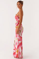 Floral Metal Decorations Gathering Midi Dress