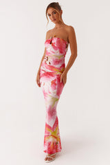 Floral Metal Decorations Gathering Midi Dress