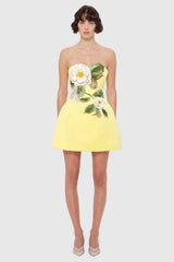 Appliquéd Strapless Mini Dress